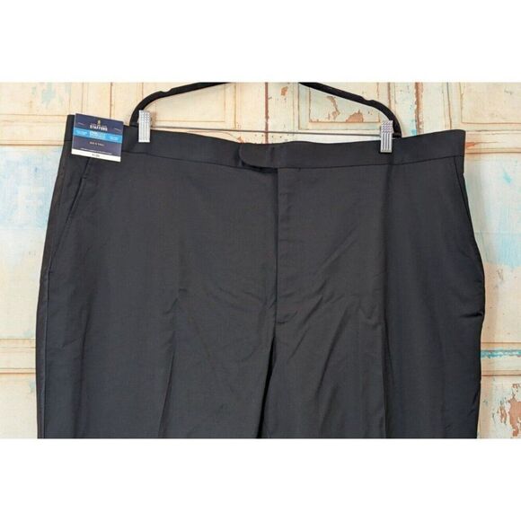 Stafford Mens 50x29 Black Dress Pants Coolmax Button Zip High Rise Big & Tall - Picture 5 of 12